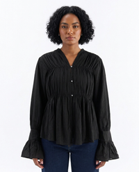 Noor Gathered Bell-Sleeve Blouse