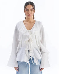 Nile Cascade Ruffle Blouse