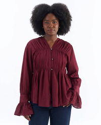 Noor Gathered Bell-Sleeve Blouse
