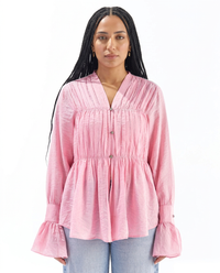 Noor Gathered Bell-Sleeve Blouse