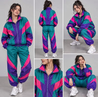 Editorial composite of the 80s Track Jacket